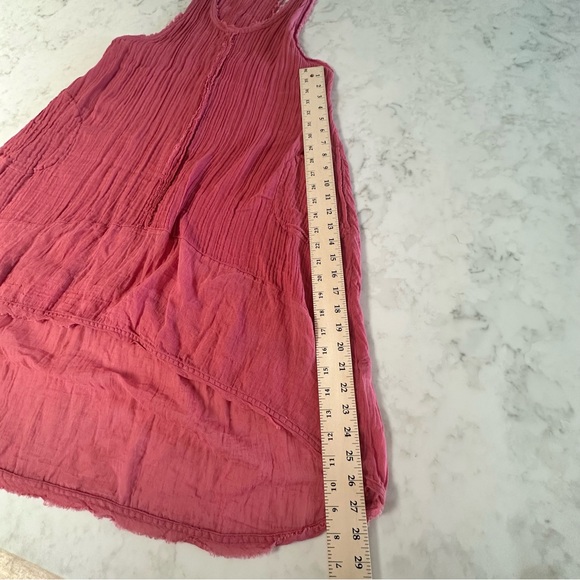 Free People Pink/Coral Gauze Tunic “Easy Breezy Crochet Slip Dress" Size Medium - Picture 10 of 13